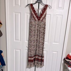 CUTE Knox Rose Floral Boho gauze Sleeveless Maxi Dress size SMALL